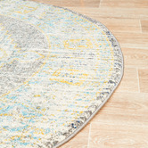 Network Rugs Grey Transitional Distressed Round Rug