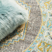 Network Rugs Grey Transitional Distressed Round Rug