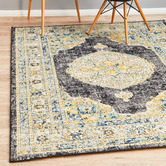 Network Rugs Yellow &amp; Charcoal Transitional Distressed Rug