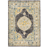 Network Rugs Yellow &amp; Charcoal Transitional Distressed Rug