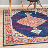 Network Rugs Royal Blue &amp; Red Transitional Distressed Rug