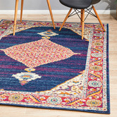 Network Rugs Royal Blue &amp; Red Transitional Distressed Rug