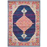 Network Rugs Royal Blue &amp; Red Transitional Distressed Rug