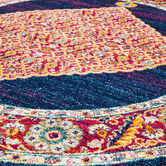 Network Rugs Royal Blue &amp; Red Transitional Distressed Round Rug