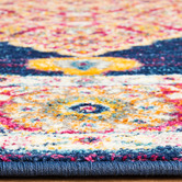 Network Rugs Royal Blue &amp; Red Transitional Distressed Round Rug