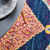Network Rugs Royal Blue &amp; Red Transitional Distressed Round Rug
