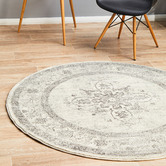 Network Rugs Silver &amp; Grey Transitional Distressed Round Rug