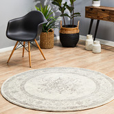 Network Rugs Silver &amp; Grey Transitional Distressed Round Rug