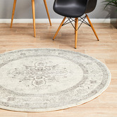Network Rugs Silver &amp; Grey Transitional Distressed Round Rug