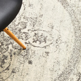 Network Rugs Silver &amp; Grey Transitional Distressed Round Rug