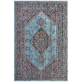 Network Rugs Blue Power Loomed Cotton Blend Rug