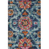 Network Rugs Blue Power Loomed Cotton Blend Rug
