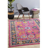 Network Rugs Pink Vintage Look Power Loomed Cotton Blend Rug