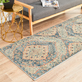 Network Rugs Navy &amp; Cream Traditional Power Loomed Runner
