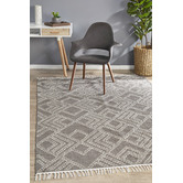 Network Rugs Thomas Grey &amp; Natural White Hand Loomed Pure Wool Rug