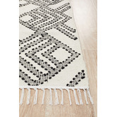 Network Rugs Casey Natural White &amp; Black Hand Loomed Pure Wool Rug