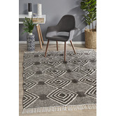 Network Rugs Rhonda Charcoal &amp; White Hand Loomed Reversible Rug