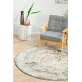 Network Rugs Grey &amp; Dusty Pink Bohemian Round Rug