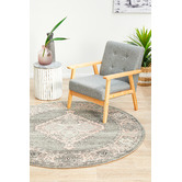 Network Rugs Grey Power-Loomed Bohemian Round Rug