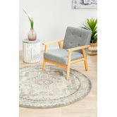 Network Rugs Silver Power-Loomed Bohemian Round Rug