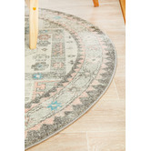 Network Rugs Silver Power-Loomed Bohemian Round Rug