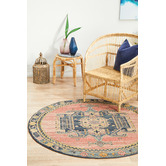 Network Rugs Red Power-Loomed Transitional  Round Rug