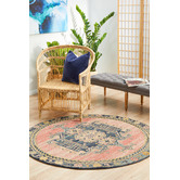 Network Rugs Red Power-Loomed Transitional  Round Rug