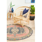 Network Rugs Red Power-Loomed Transitional  Round Rug