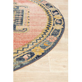 Network Rugs Red Power-Loomed Transitional  Round Rug