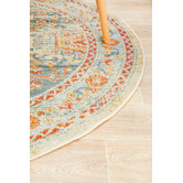 Network Rugs Multi-Coloured Power-Loomed Transitional Round Rug