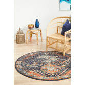 Network Rugs Navy Power-Loomed Transitional Round Rug