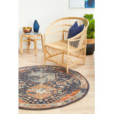 Network Rugs Navy Power-Loomed Transitional Round Rug