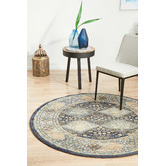 Network Rugs Navy &amp; Sky Blue Power-Loomed Transitional Round Rug