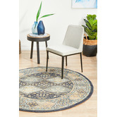 Network Rugs Navy &amp; Sky Blue Power-Loomed Transitional Round Rug