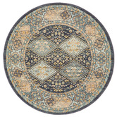 Network Rugs Navy &amp; Sky Blue Power-Loomed Transitional Round Rug