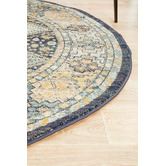 Network Rugs Navy &amp; Sky Blue Power-Loomed Transitional Round Rug
