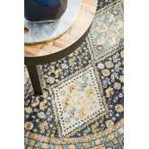 Network Rugs Navy &amp; Sky Blue Power-Loomed Transitional Round Rug
