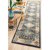 Network Rugs Navy &amp; Sky Blue Power-Loomed Transitional Runner