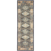 Network Rugs Navy &amp; Sky Blue Power-Loomed Transitional Runner