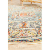 Network Rugs Sky Blue &amp; Beige Power-Loomed Transitional Round Rug