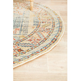 Network Rugs Sky Blue &amp; Beige Power-Loomed Transitional Round Rug