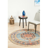 Network Rugs Rust &amp; Blue Power-Loomed Transitional Round Rug