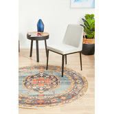 Network Rugs Rust &amp; Blue Power-Loomed Transitional Round Rug