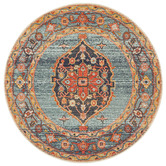 Network Rugs Rust &amp; Blue Power-Loomed Transitional Round Rug