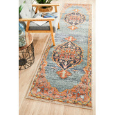 Network Rugs Rust &amp; Blue Power-Loomed Transitional Runner