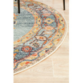 Network Rugs Rust &amp; Blue Power-Loomed Transitional Round Rug