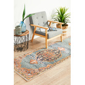 Network Rugs Rust &amp; Blue Power-Loomed Transitional Runner