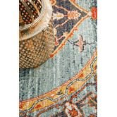 Network Rugs Rust &amp; Blue Power-Loomed Transitional Round Rug