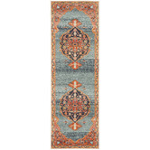 Network Rugs Rust &amp; Blue Power-Loomed Transitional Runner