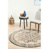 Network Rugs Rust &amp; Beige Power-Loomed Transitional Round Rug